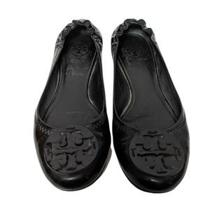 TORY BURCH Reva Black Patent Ballet Flats 8.5